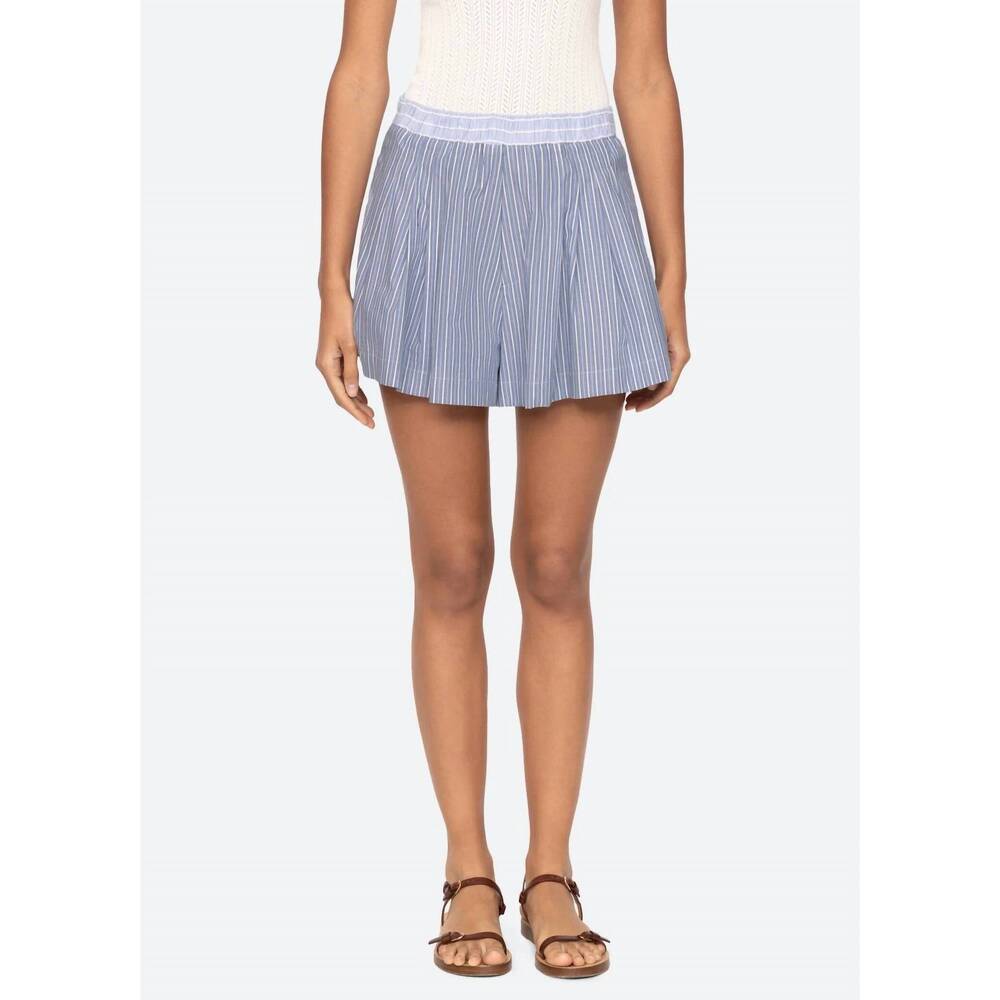 NEW SEA helmi striped shorts in blue